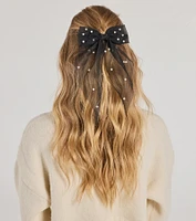 Adorable And Chic Pearl Detail Hair Bow Clip
