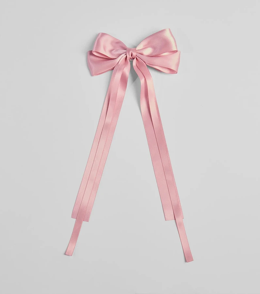 Sleek Sophistication Satin Long Hair Bow