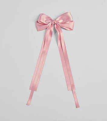 Sleek Sophistication Satin Long Hair Bow