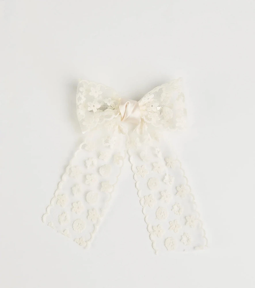 Poised Attitude Lace Hair Bow Clip