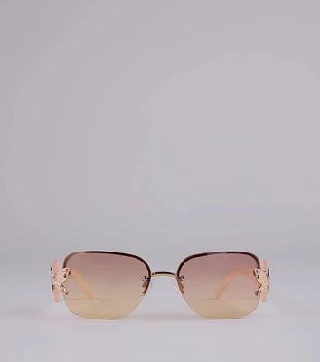 Butterfly Effect Rimless Square Sunglasses
