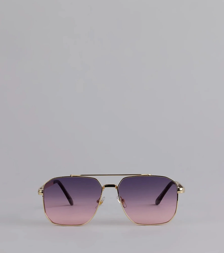 Sunset Drip Retro Aviator Sunglasses