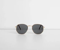 Back At It Hexagon Round Sunglasses