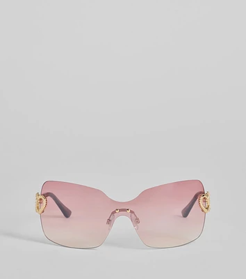 Stole Your Heart Charms Shield Sunglasses