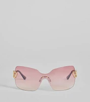Stole Your Heart Charms Shield Sunglasses