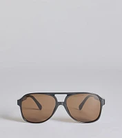 Retro Look Flat Aviator Sunglasses