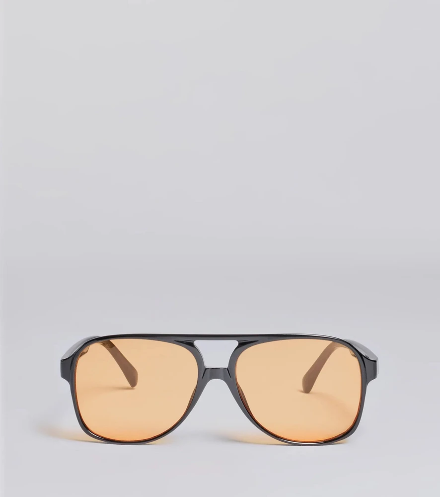 Retro Look Flat Aviator Sunglasses