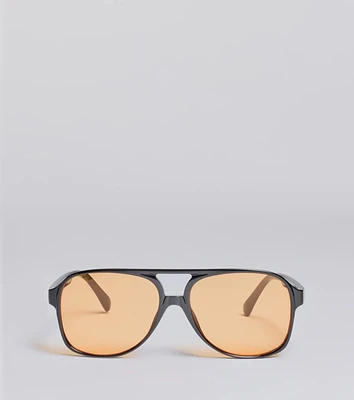 Retro Look Flat Aviator Sunglasses