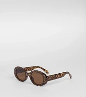 Trendsetter Leopard Print Oval Sunglasses
