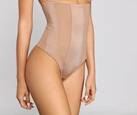 Mesh Insert High Waist Shaper Thong