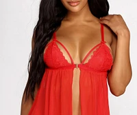Dream Girl Red Lace Babydoll And Panty Set