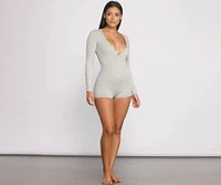 Snap Front Ribbed PJ Romper