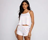 Pastel Leopard Print Pajama Tank and Shorts Set