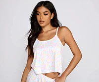 Pastel Leopard Print Pajama Tank and Shorts Set