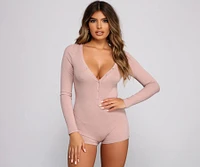 Cute and Chill Ribbed Knit Pajama Romper
