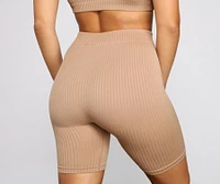Chic And Seamless Ribbed Biker Shorts