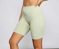 Chic And Seamless Ribbed Biker Shorts