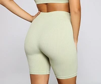Chic And Seamless Ribbed Biker Shorts