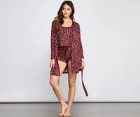 Wildest Dreams Leopard Robe and Pajama Cami With Shorts Set