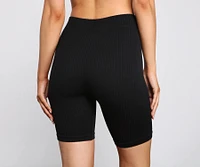 Chic And Seamless Ribbed Biker Shorts