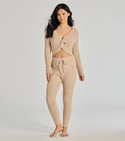 Cozy Life Chenille Knit Tie-Waist Joggers