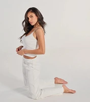 Sleeping V-Neck Pointelle Pajama Crop Top