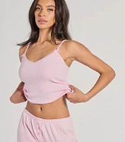 Sleeping V-Neck Pointelle Pajama Crop Top