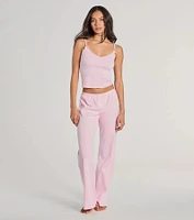 Sleeping V-Neck Pointelle Pajama Crop Top
