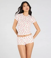 So Juicy Cherry Print Pajama Shorts
