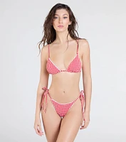 Flirty Babe Gingham Print Triangle Bikini Top