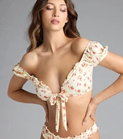 Sweet Sun Floral Tie-Front Bikini Top