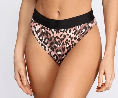 Purrfect Match Leopard High Waist Swim Bottoms