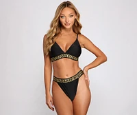 Chic Greek Key High Waist Bikini Bottoms