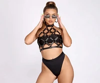 Yes Honey O-Ring Faux Leather Caged Top