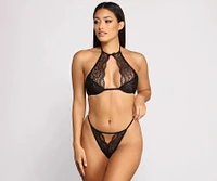 Raise The Heat Lace Halter Bra and Panty Set