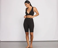 Plunging V Neck Ribbed Bralette