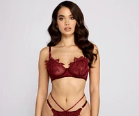 Floral Beauty Embroidered Mesh Bralette And Panty Set