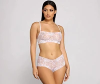 Sheer Appeal Lace Bralette And Boy Shorts Set