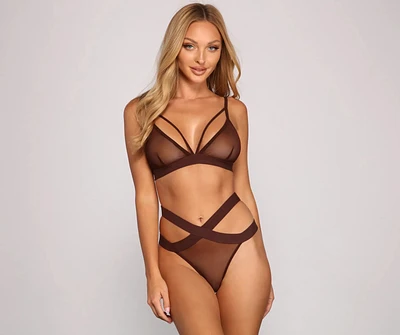 So Sultry Caged Mesh Bra And Panty Set