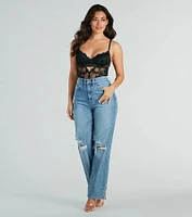Tempting Chic Sheer Floral Lace Bodysuit