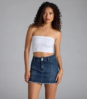 Casual Staple Ribbed Knit Bandeau Top