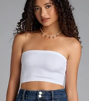 Casual Staple Ribbed Knit Bandeau Top