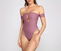 Off The Shoulder Sassy Straps One Piece Swimsuit