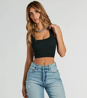 Everyday Essential Scoop Neck Crop Tank Top