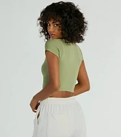 Sweetest Basic V-Neck Ruched Crop Top
