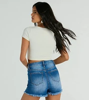 Perfect Muse Short Sleeve Henley Crop Top