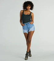 Simply Effortless Square Neck Rib Knit Bodysuit