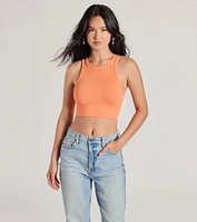 Classic Look High Neck Crop Tank Top