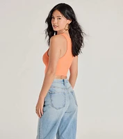 Classic Look High Neck Crop Tank Top