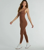 Weekend Cozy Henley Button Skinny Leg Jumpsuit